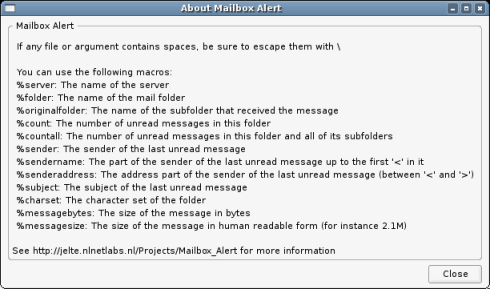 Mailbox Alert Preferences Screen