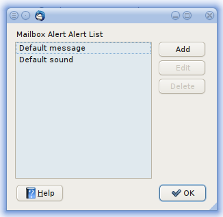 Screenshot of the alert list menu