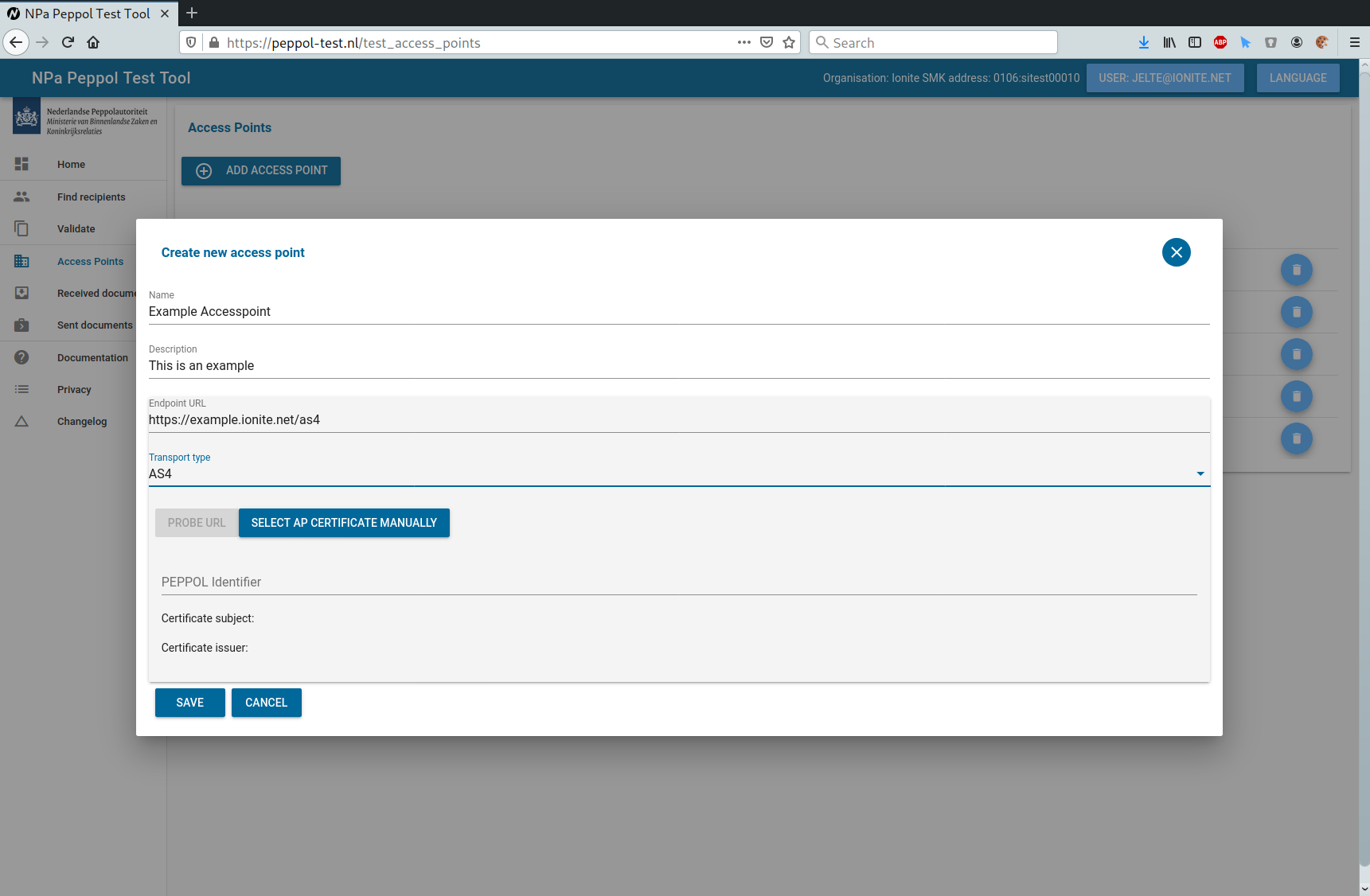 Screenshot of Add Access Point