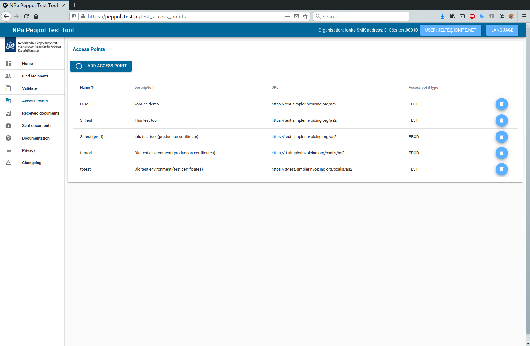 Screenshot of Access Point overview